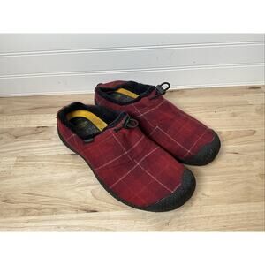Women's 9.5 Keen Howser III Slide Slippers Slip On Shoes Red Plaid Mule Clog